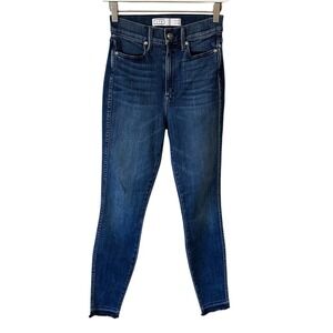 Ayr Jeans The Riser in Neon Jupiter High Rise Skinny‎ Jeans Raw Hem Size 27